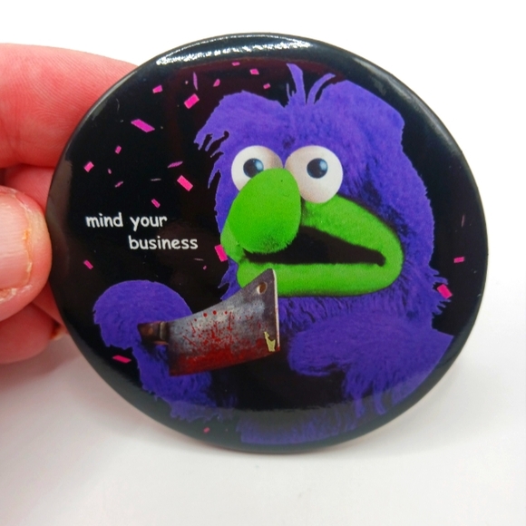 Mind Your Business  Halloween  Puppet 3 inch Button-Pins  New - Picture 2 of 3